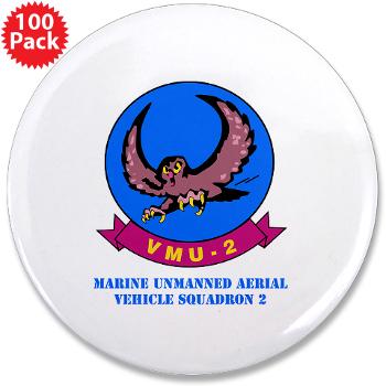 MUAVS2 - M01 - 01 - Marine Unmanned Aerial Vehicle Squadron 2 (VMU-2) with Text - 3.5" Button (100 pack)